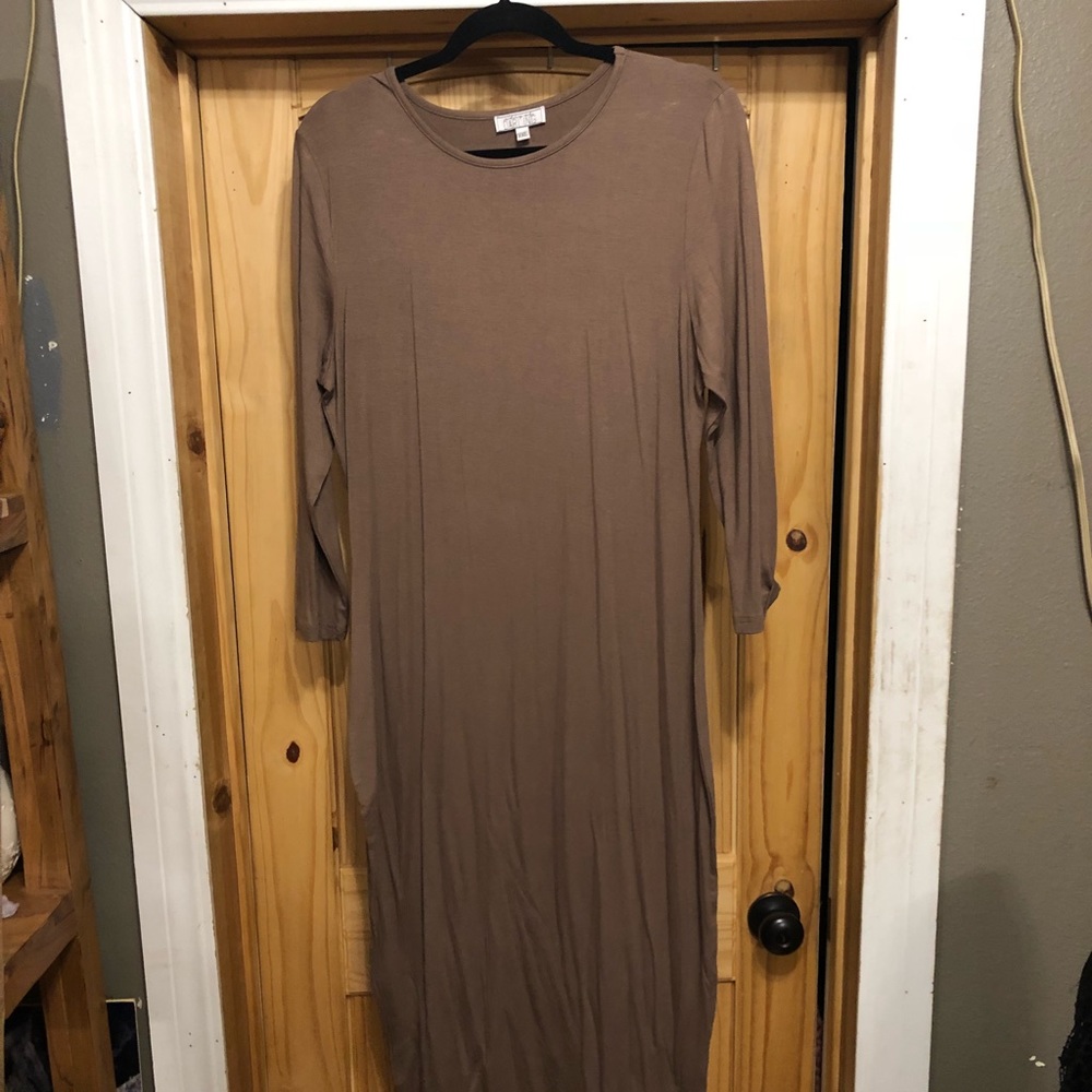 DARLING brand long taupe dress with sleeves